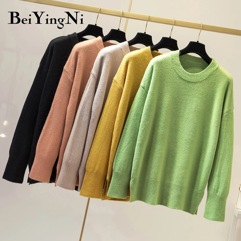 

Beiyingni Women Jumpers Soft Warm Sweaters Oversize Winter Fashion Coat Woman High Quality Pullovers Knitted Truien Dames Loose