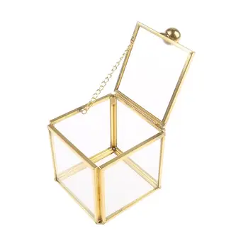 

Geometrical Clear Glass Jewelry Box Jewelry Organize Holder Tabletop Succulent Plants Container Home Jewelry Storage