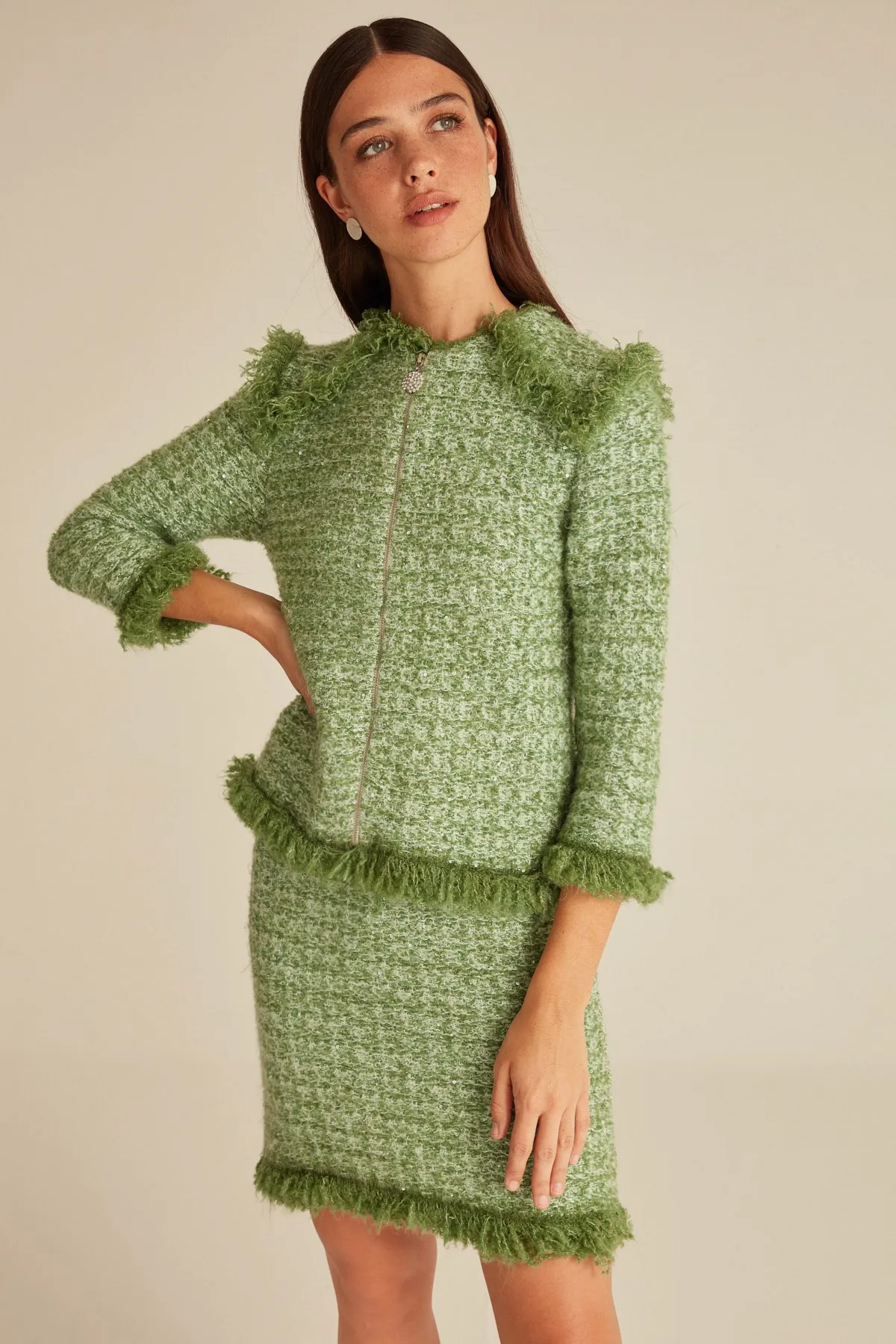 

Tassels Sequin Waist Elasticized Knitwear Skirt