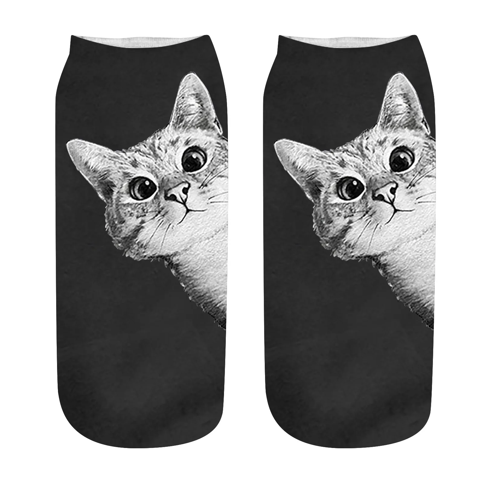 Calcetines con estampado de gato en 3D para hombre y mujer, medias deportivas de estilo Casual, para invierno, negocios, Skarpetki Damskie
