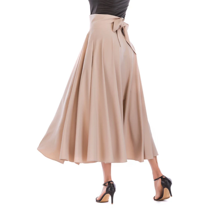 2020 New Fashion  Women Long Skirt Casual Spring  Summer Skirt womens Elegant Solid Bow-knot A-line Maxi Skirt Women Cothes (4)