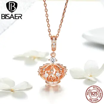 

2019 New Rose Gold Color 925 Sterling Silver 3D Royal Crown Pendant Necklaces for Women Cubic Zirconia Fashion Jewelry GXC1121