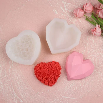 

Diamond Heart & Roses Heart Silicone Mold for Fondant Cake Decor, Cupcakes, Sugarcraft, Cookies, Cards and Clay Bakeware Tools