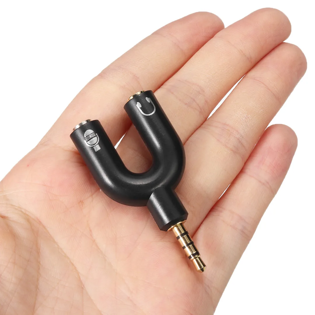 3,5 мм сплиттер стерео штекер u-образный стерео аудио микрофон и Разветвитель для наушников адаптеры для смартфонов MP3 MP4 плеер