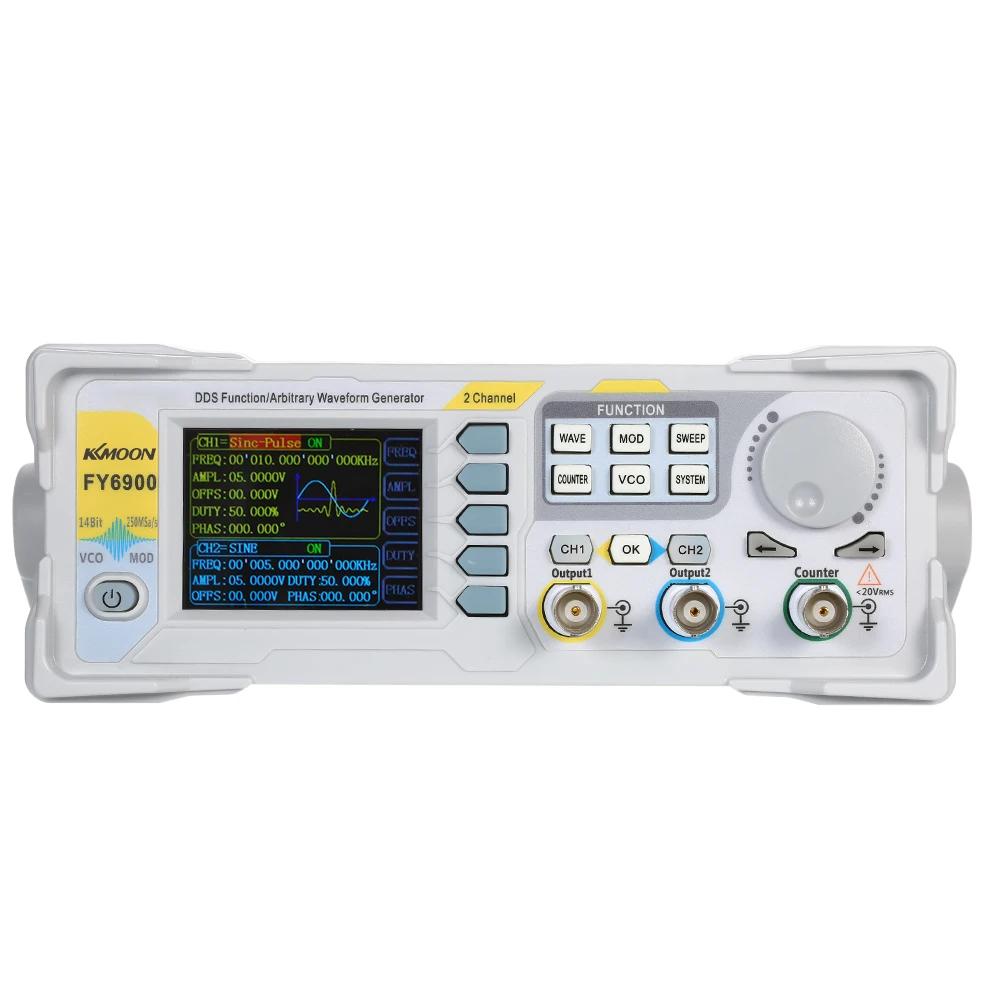 

KKmoon 60MHz High Precision DDS Digital Dual-channel Signal Generator 250MSa/s Frequency Meter Modulation Signal Generator
