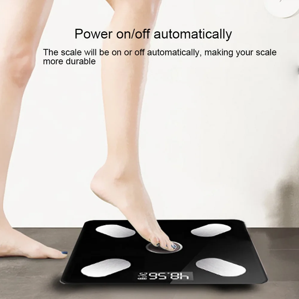 Весы для тела и жира, умный электронный светодиодный весы для ванной, Bluetooth, приложение для Android или IOS, Bluetooth