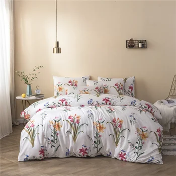 

2/3pcs Printed Bedding Set With Pillowcase Duvet Cover Sets Cotton Quilt Covers Kit Bed King Queen Double Single Bed Size Linens