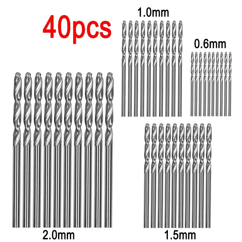 40 шт. сверла HSS высокоскоростные стальные Сверла Набор инструментов 0,5 мм 1 мм 1,5 мм 2 мм HSS электроинструменты - Цвет: 40pcs HSS 4241
