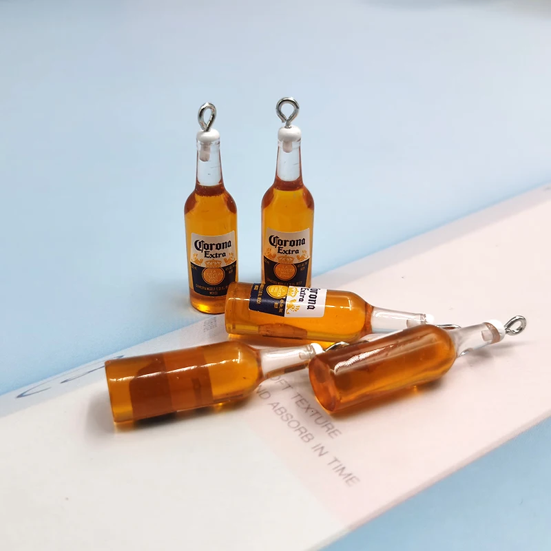 10pcs Beer Bottle Resin Earring Charms Drinking Bottle for Keychain Necklace Pendant Jewelry Findings Floating Charm C228