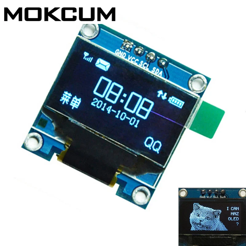 0 96 дюймовый синий oled-дисплей модуль IIC Серийный 128X64 I2C SSD1306 12864 плата с ЖК-экраном GND