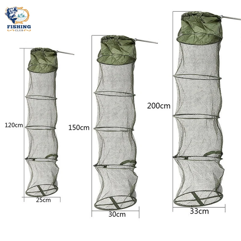 1pcs 5 Layers Fishing Net Cage Utility Folding Fish Care Creel Tackle Portable Stake Small Mesh Foldable Network | Спорт и