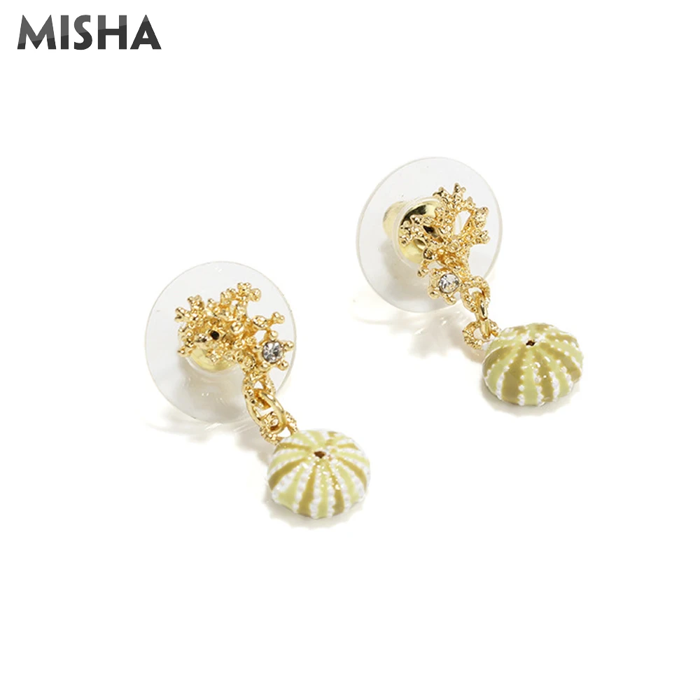 MISHA Модные серьги для женщин ручной работы глянцевое покрытие раковины Коралл шпильки ювелирные серьги для молодых девушек Дамы подарки L987
