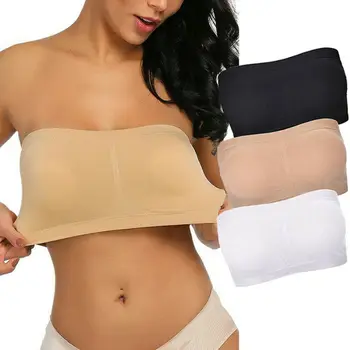 

New Simple Double-layer Strapless Bra Removable Thickened Elastic High Quality Seamless Tube Top Dress Anti-glare Wrapped Chest