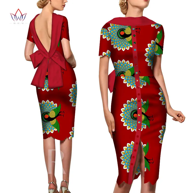 Мода африканские платья для женщин Vestido печать фабричные Изделия элегантная одежда в африканском стиле открытая спина африканская одежда brw WY5676