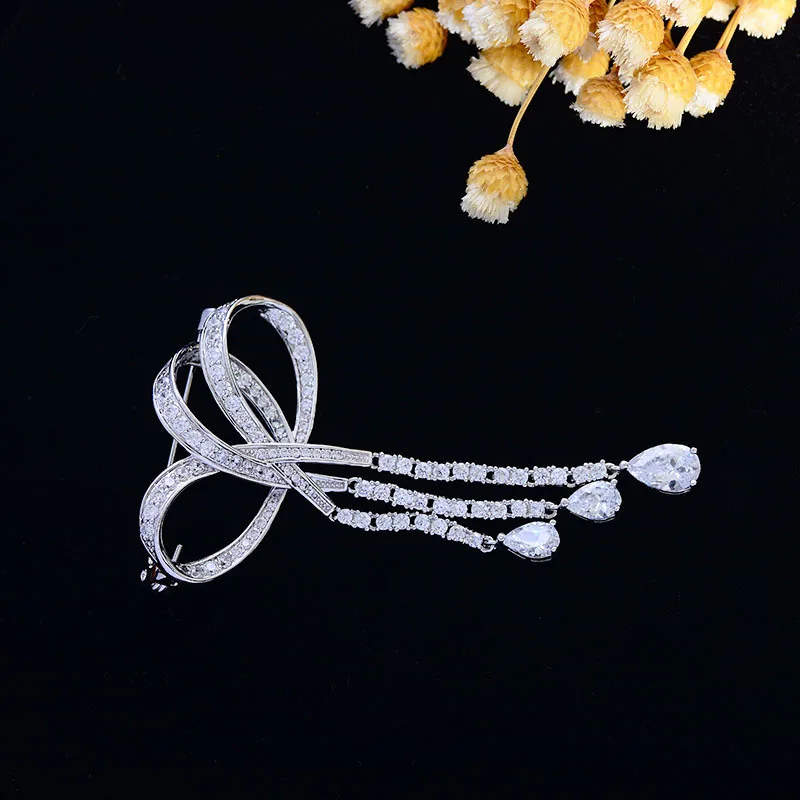 Accessories Wholesale Korean-style Creative Corsage Tassels Bow Brooch Garment accessory Brooch Women's Versitile