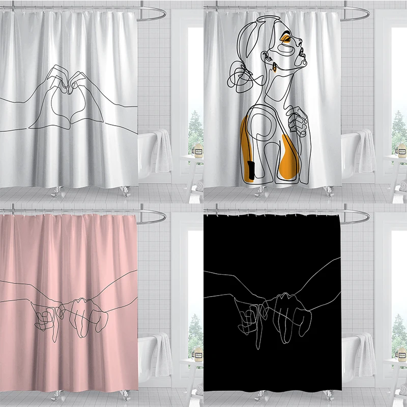 

Линейная занавеска для душа, занавеска для ванной из водонепроницаемой полиэстерной ткани, занавеска для ванной с крючком, водонепроницаемая занавеска для душа