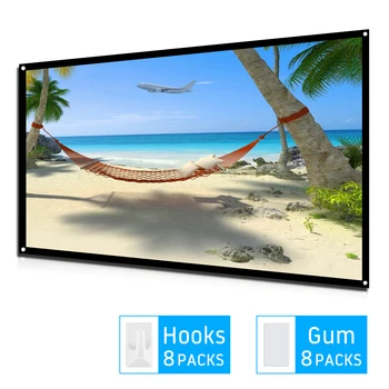 

16:9 Projector Screen Projection Foldable Home Theater LED DLP Movie Reflective Fabric Cloth for YG300 YG400 H2 Xiaomi Projector