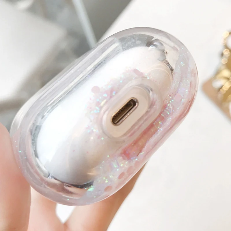 Блестящий чехол Quicksand для Airpods, беспроводной Bluetooth чехол для наушников, прозрачный защитный чехол для наушников