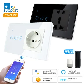 

Smart Socket Wireless WIFI Smart Plug Time Switch EU/US 1/2/3 Gang With wall socket 16A APP Voice Compatible Alexa,Google Home