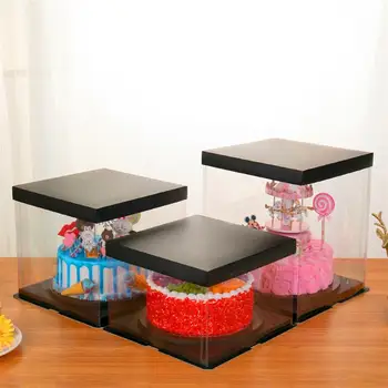 

Transparent Cake Display Box Square Baking Muffin Packaging Cupcake Carrier Storage Container with Lid (Single-layer)