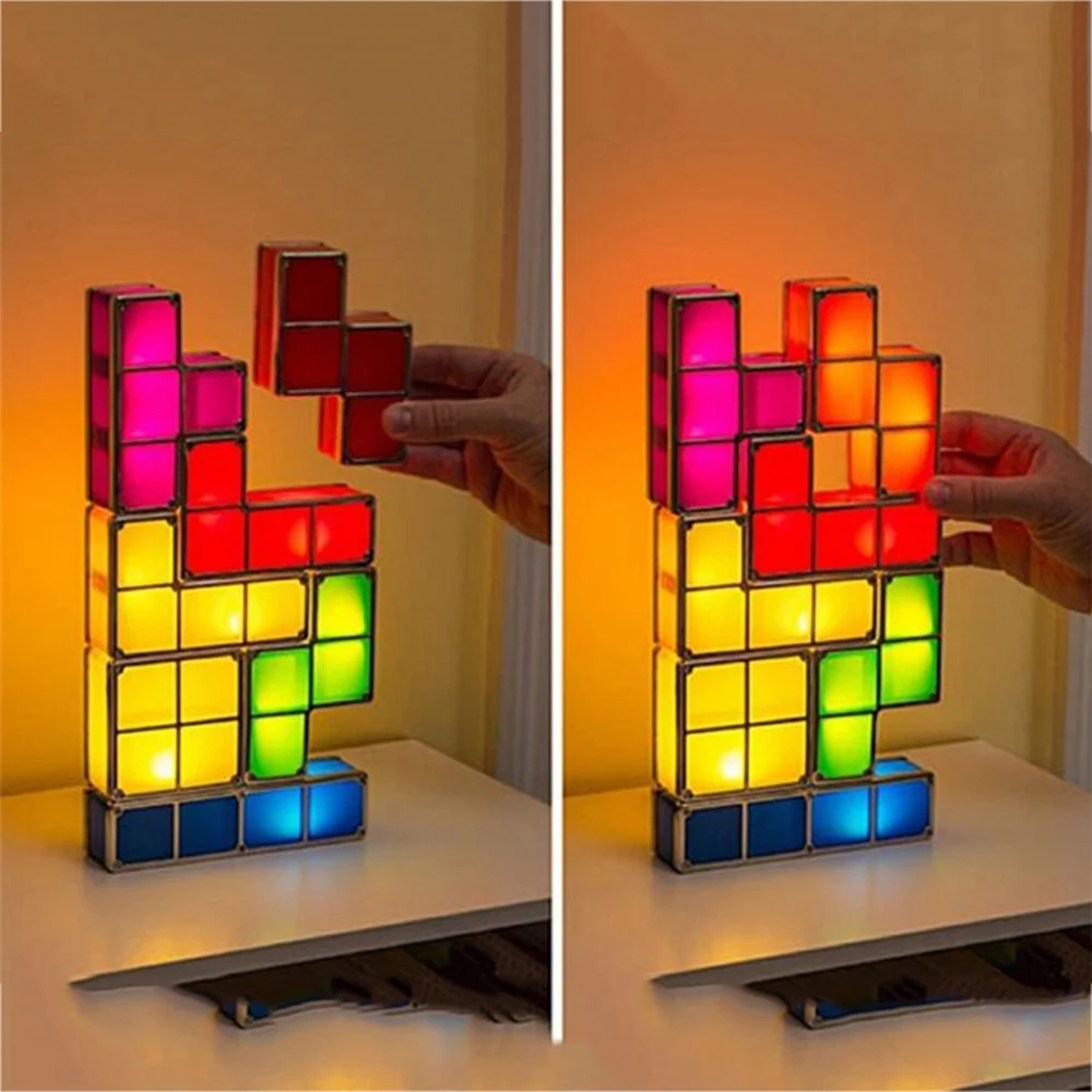  Night Light Tetris Block DIY Decorate Constructible LED Light Energy Saving Colorful Atmosphere Lam