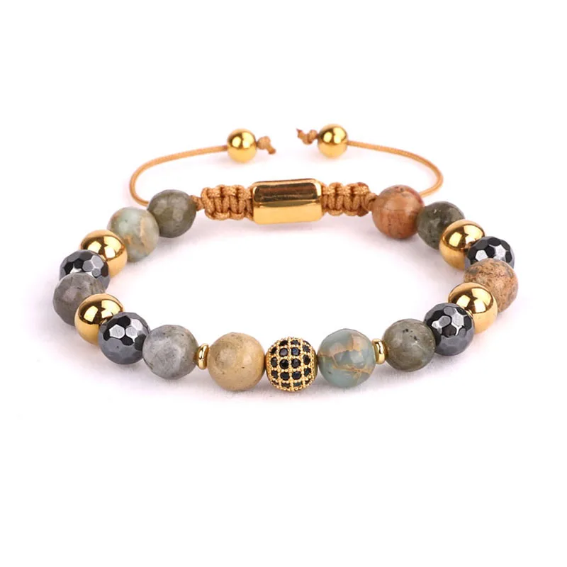 New Fashion Women Bracelet High Quality Natural Stone CZ Ball Handmade Friendship Beads Bracelets Women