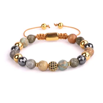 New Fashion Women Bracelet High Quality Natural Stone CZ Ball Handmade Friendship Beads Bracelets Women