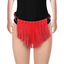 Красная юбка с кисточками кожаные ремни с высокой талией клетка Гатер топы с ремешками богемный Готический сексуальный выдалбливают регулируемые вечерние праздничная одежда для женщин