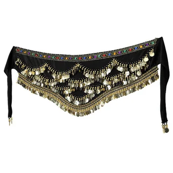 

Unisex Breathable Belly Dancing Hip Scarf Wrap Skirt Waist Belt With Fashion Artificial Coin Tassel For Fitness Body Building