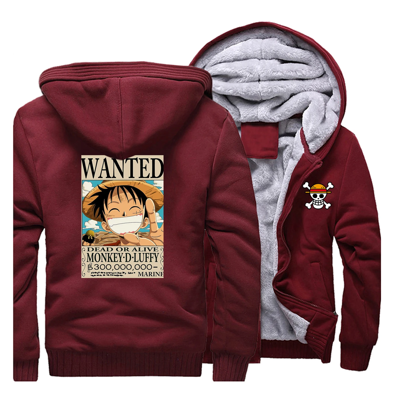 Япония Аниме одна деталь Обезьяна D Luffy Wanted толстовки мужские новая зимняя теплая флисовая толстовка мужская повседневная Harajuku куртка с капюшоном