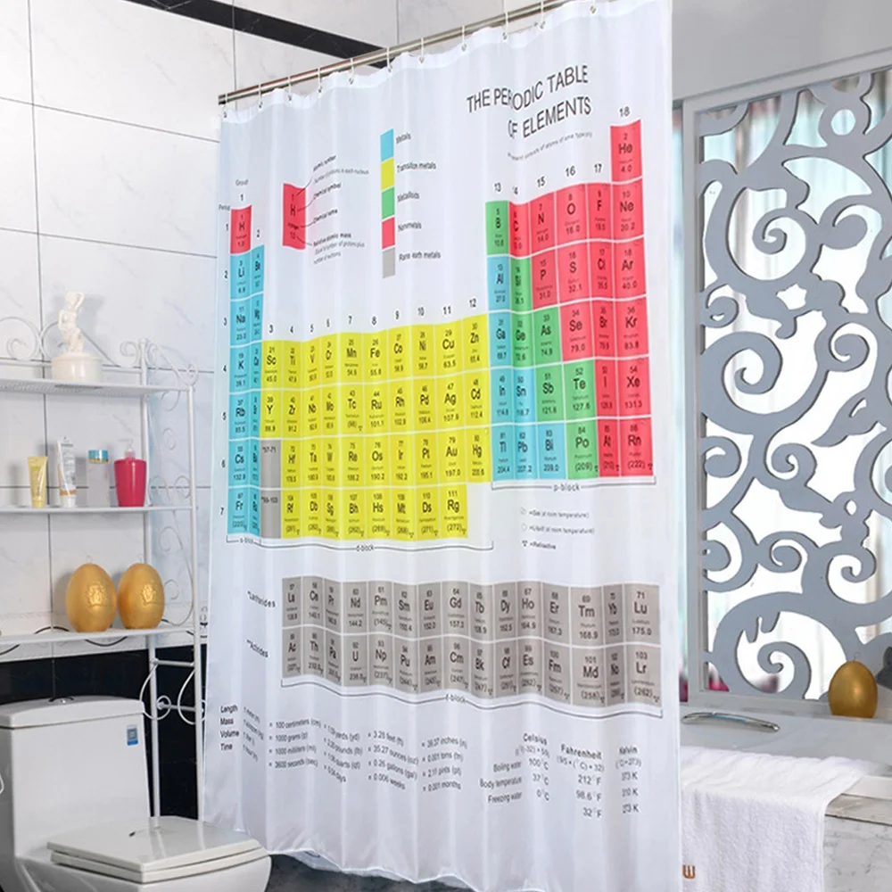 

Bathroom Supplies Periodic Table of the Elements Waterproof Shower Curtain Elements Print Bath Curtain with 12 Hanging Hook