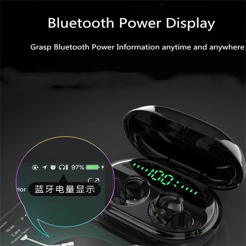 

Mini C5S TWS Touch Control TWS Bluetooth Earphones 5.0 Wireless Earbuds 9D Stereo Headset With Charger Box Power Bank handsfree