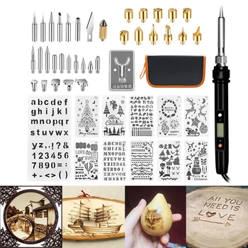 

48Pcs/set 60W Electric Soldering Iron Kit Wood Burning Pen Iron Carving Pyrography Tool DIY Welding Tools CLH@8