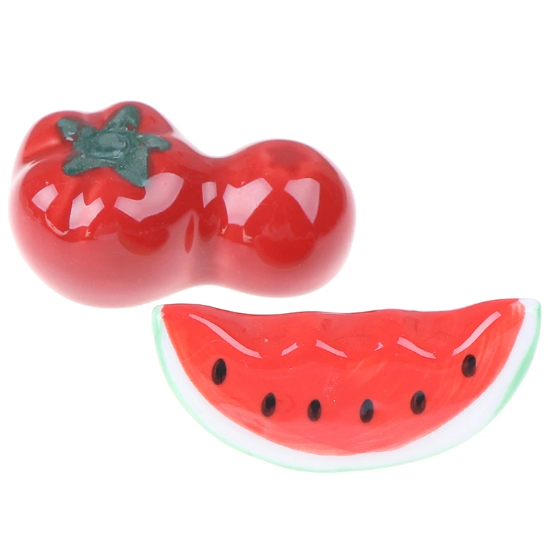 1pcs/Set Cute Red Watermelon/Tomato Ceramic Decorative Chopsticks Holder Rack Spoon Fork Rest Kitchen Tableware