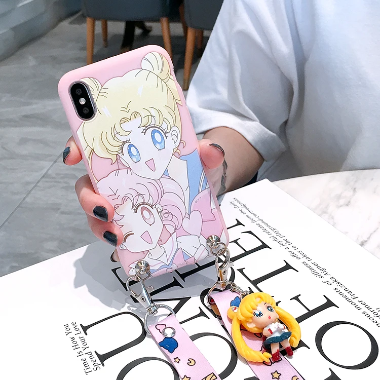 Для iPhone 11 pro 3D Сейлор Мун чехол для телефона для iPhone 11/11 pro Max мультяшная задняя крышка+ ремешок+ игрушка