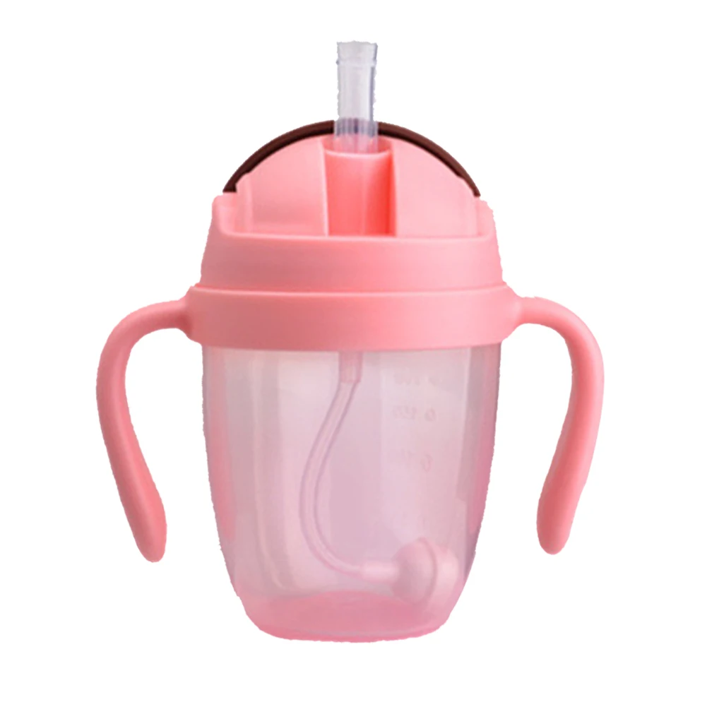 

300ml With Handles Non Toxic Cups PP Feeding Bottle Training Portable Milk Babies Leakproof Water Straw Wide Mouth Suction
