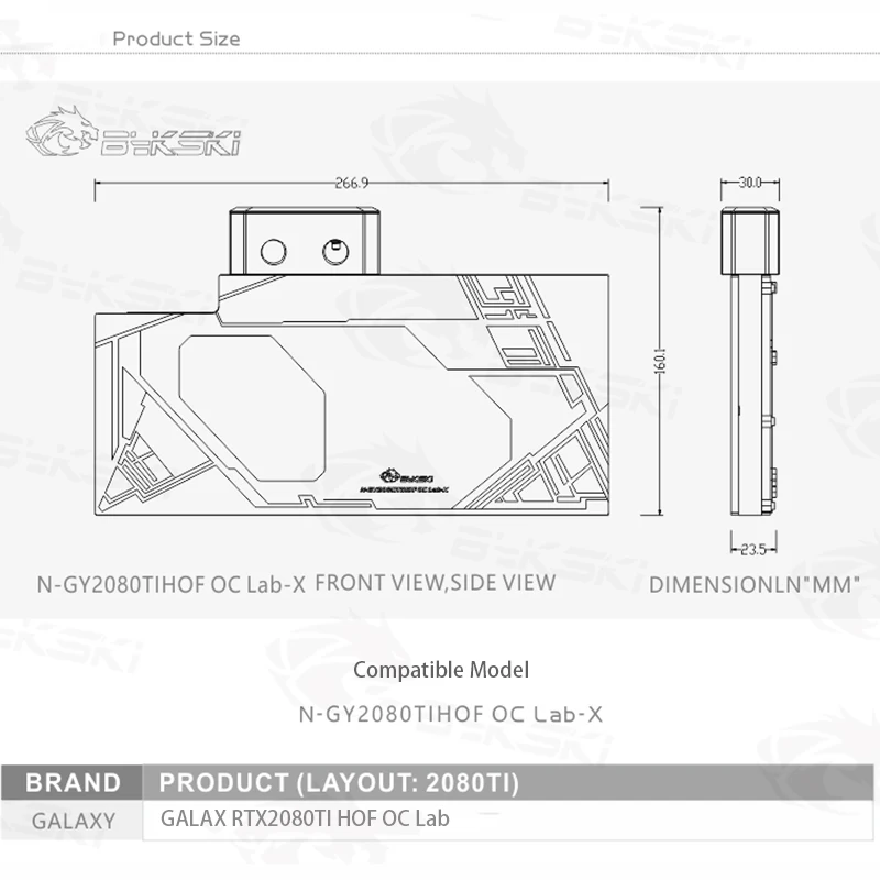 Bykski водного блока использовать для GALAX RTX2080TI HOF OC lab/полное покрытие медный радиаторный блок объединительная плата 3pin 5V A-RGB/4pin 12V RGB