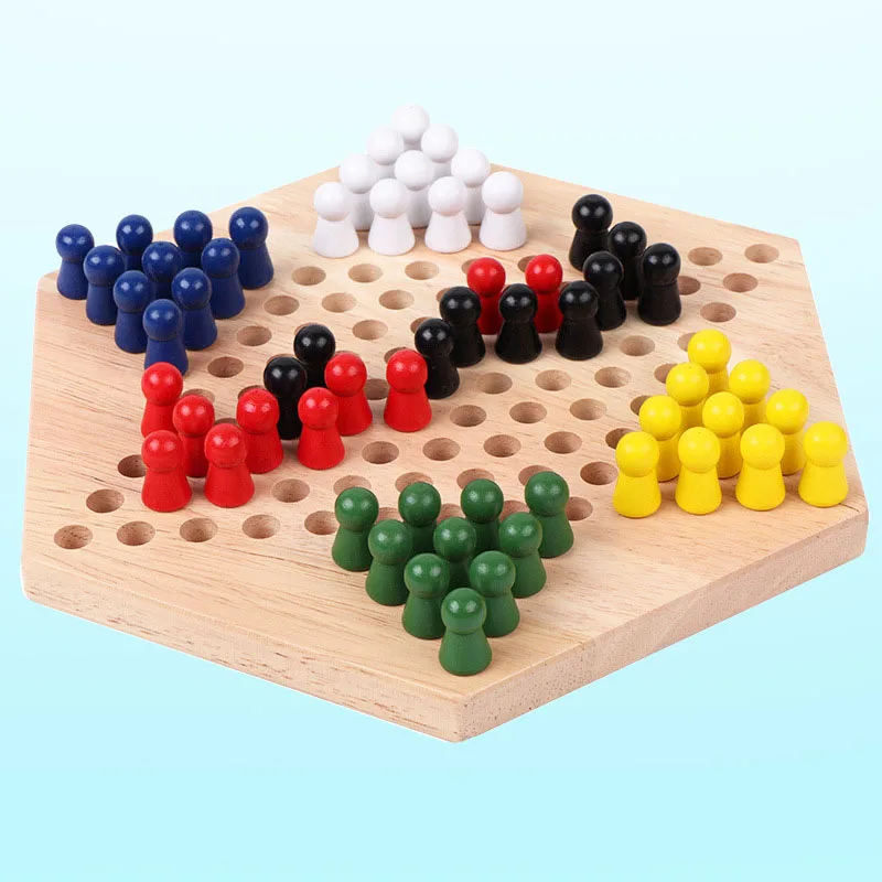 Шашки китайские Разноцветные деревянные без формальдегида Набор шестигранных