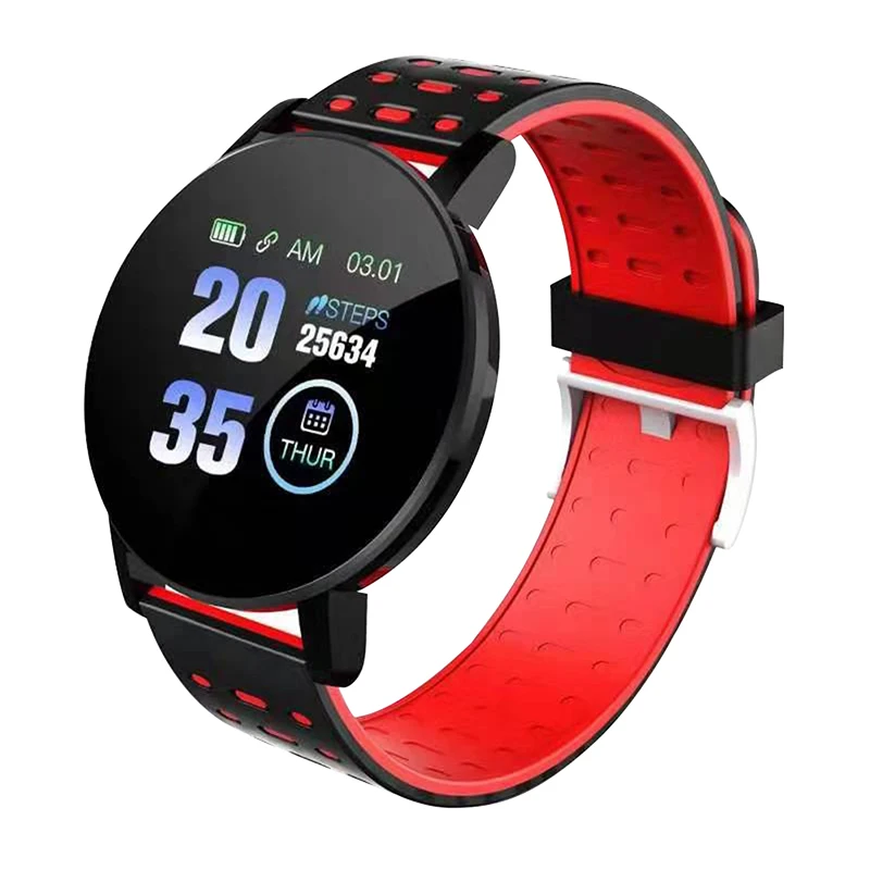 119 Plus Round Screen Smart Bracelet Smartwatch For Android IOS Watch Heart Rate Wristband Sports Waterproof Watches Band | Электроника