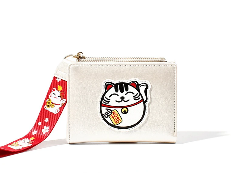 Женский кошелек Lucky Cat, милая сумка с персонажем мультфильма для девочек, мини-кошельки, тонкие женские кошельки, женский клатч кошелек для монет, маленькая сумка для кредитных карт