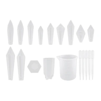 

19 Pcs Silicone Resin Molds Pendulum Molds Clear Quartz Crystal Epoxy Resin Pendant Molds for Jewelry Making DIY Craft