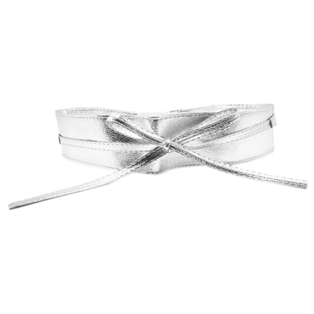 silver Дизайнерский широкий корсет из искусственной кожи со шнуровкой, пояс на ремешке для женщин и девочек, пояс для похудения с высокой талией - Цвет: silver