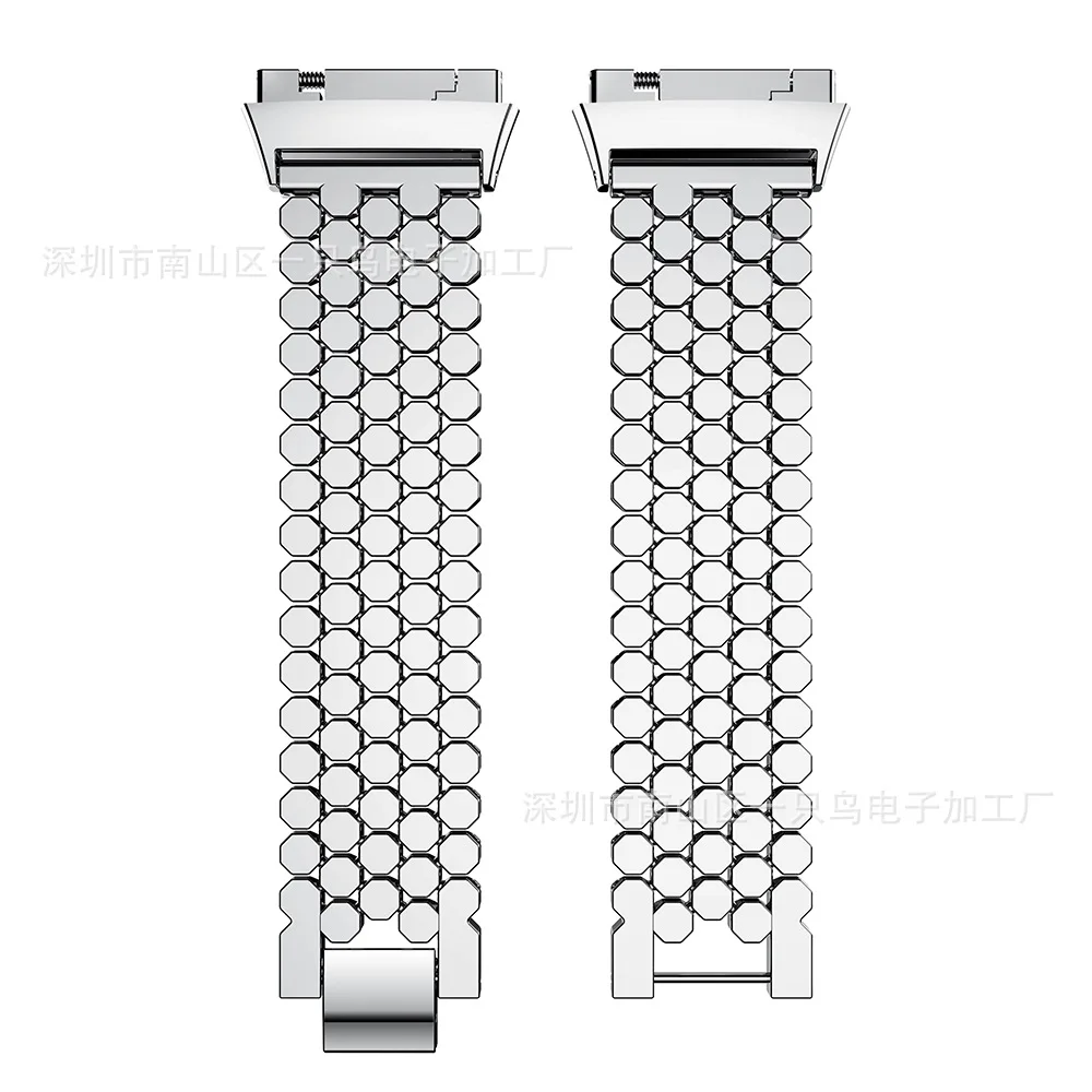 Серебристый Подходит для часов Fitbit Ionic из нержавеющей стали ремешок рыбьей чешуи узор цинковый сплав стальной ремень цепь металлический ремешок для часов - Цвет: Серебристый