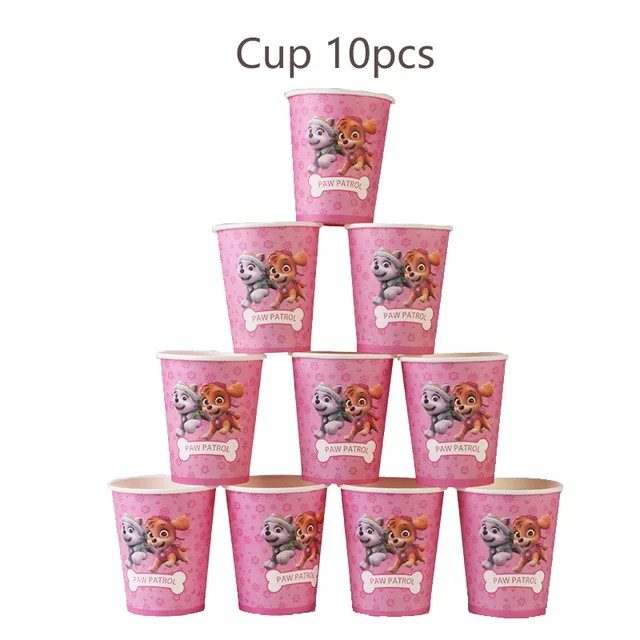 Paw Patrol Birthday Party Balloons Toy Birthday Banner For Kids Boys Girls Party Decoration Paper Cup Plate Tableware Supplies 10PCS cup