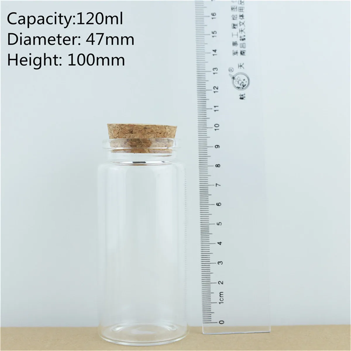 6 Pieces 47*100mm 120ml Glass Bottles Cork Stopper Test tube transparent Storage Jar Containers candy Glass Jars Vials DIY Craft 6