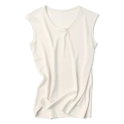 D00381 beige white Новые трикотажные жилеты для женщин топ с круглым вырезом сплошной Танк Модный женский без рукавов повседневный топ из тонкой ткани летнее вязаное женское платье D381 - Цвет: D00381 beige white