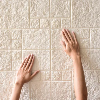 

70x77cm 3D Brick Stone Wall Sticker Living Room DIY PE Foam Flower Wallpaper DIY Wall Stickers Wall Decor Embossed Brick Stone