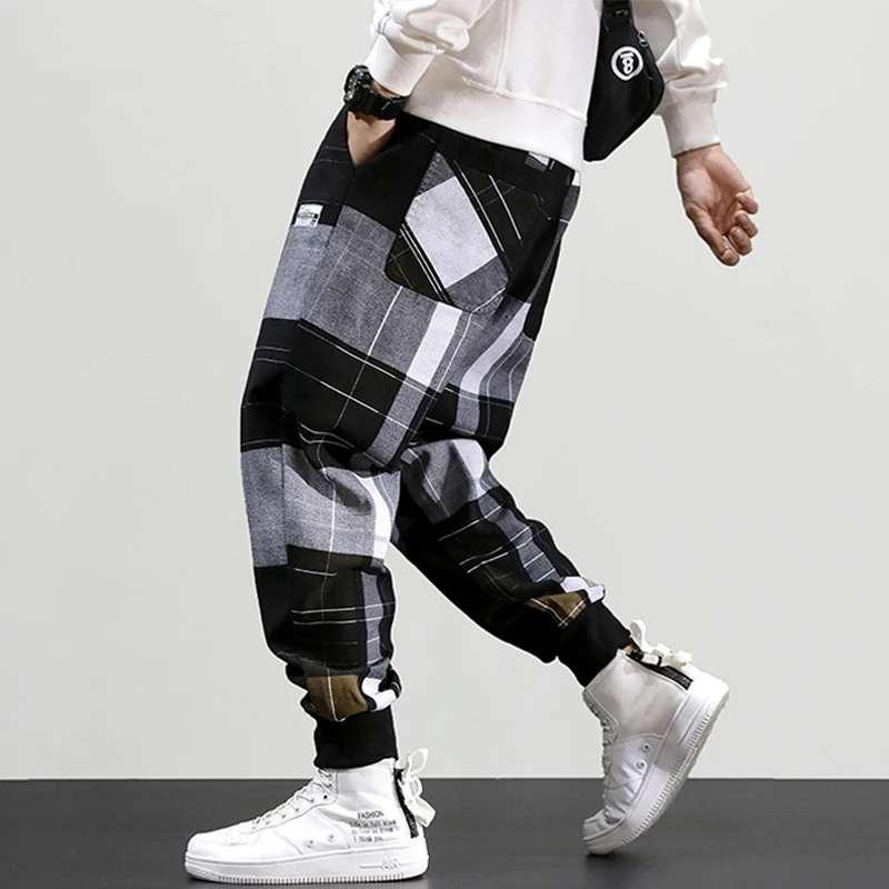 Autumn Fashion Men Jeans Loose Fit Plaid Designer Harem Pants Casual Trousers Streetwear Slack Bottom Hip Hop Joggers Pants Men