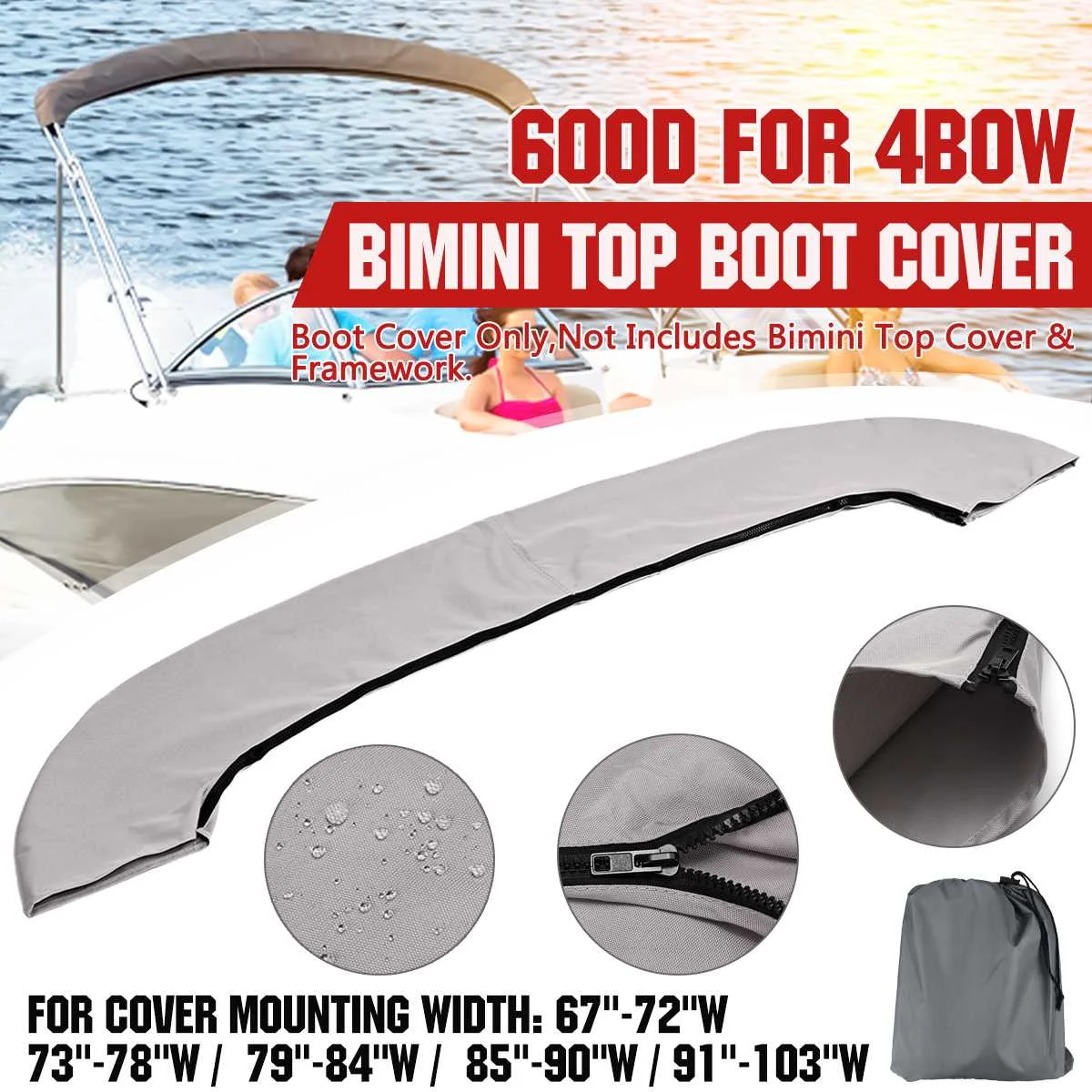 600D Waterproof 4 BOW Yacht Bimini Top Boot Cover No Frame Boat Anti UV Dustproof Marine Accessories | Автомобили и мотоциклы