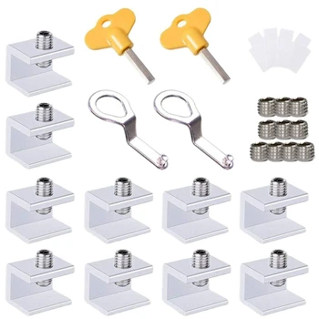 

HOT-10PCS Adjustable Sliding Window Locks Stop Aluminum Alloy Door Frame Security Lock Child Window Locks with KeysHome Office W